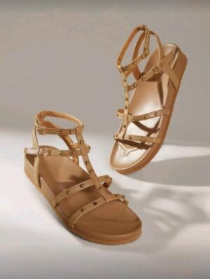 Solecia Sandalias planas casuales con correa y punta abierta para mujer, color marrón, apropiadas para vacaciones de primavera/verano