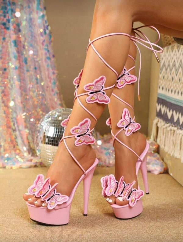 Sandalias De Tacón De Aguja De Mariposa De Tacón Súper Alto Sexy Para Modelos Para Caminar En La Pista, Impermeables, Adecuadas Para Fiestas De Clubes Nocturnos, Bodas Y Otras Ocasiones