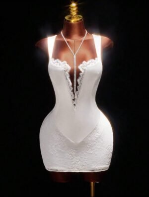 Vestido corto de mujer con tirantes finos, de moda, sexy,  de encaje  Talla: XS