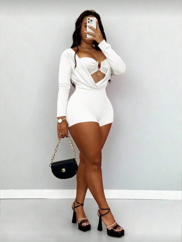 Mono de mujer, ajuste ceñido, cómodo, de moda para uso diario, al aire libre, calle, transporte, compras, fiestas, Día de la Independencia, vuelta al cole, graduación, con diseño drapeado sexy   Talla: XS